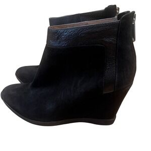 Donald‎ J Pliner Chez Black Suede Leather Wedge Ankle Boots 10M Chic Goth